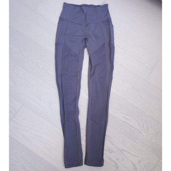 lululemon athletica Pants - Lululemon Grey Leggings Size 4 High Rise 28" Inseam Side Pockets Athletic Yoga